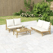 Salotto da Giardino-Set Salotto da Giardino 2pz con Cuscini Bianco Crema in Bamb¨´ 421530