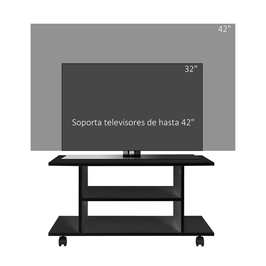 Mobile TV con Ruote e Ripiani ¨C Xylo ¨C Nero 80x40x40 cm
