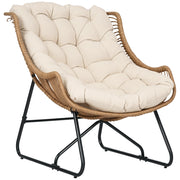 Poltrona da Giardino in Polyrattan ¨C zephmum ¨C 75x101x90 cm, Naturale/Khaki/Nero