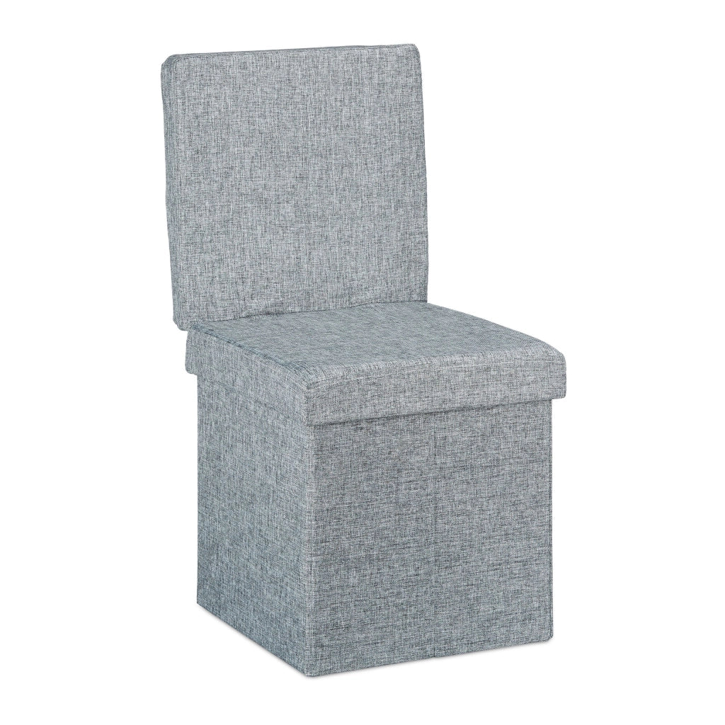 Sgabello contenitore pieghevole con schienale in lino grigio 13_0002778