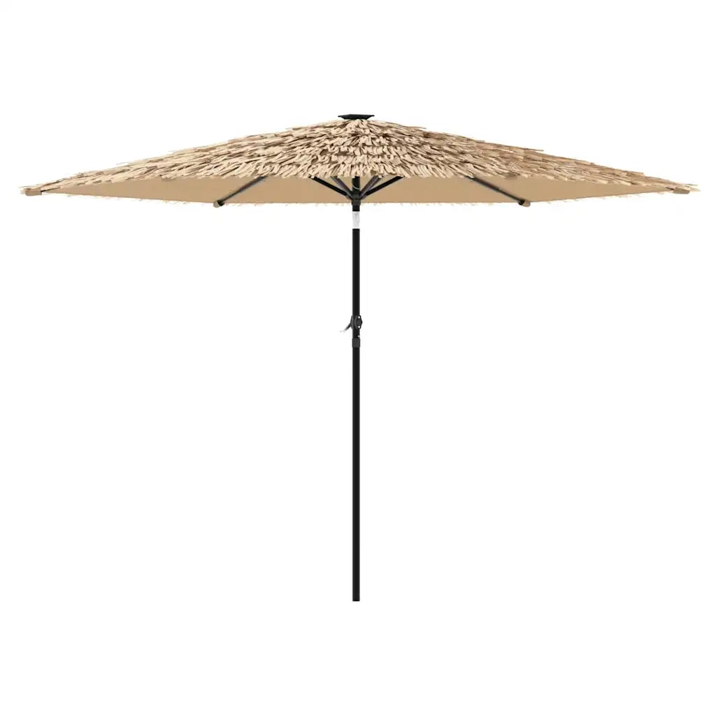 Ombrellone Giardino LED-Ombrello da Balcone e Palo in Acciaio Marrone 288x288x225cm