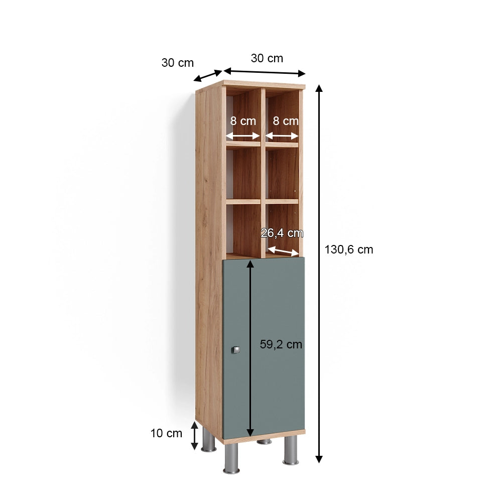 Mobiletto bagno Fynn Verde 30 x 130.6 cm porta grande Vicco