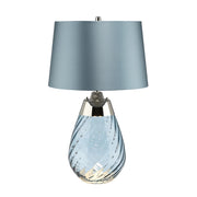 Lampada da tavolo Lena blu vetro, paralume 60cm E27 Elstead