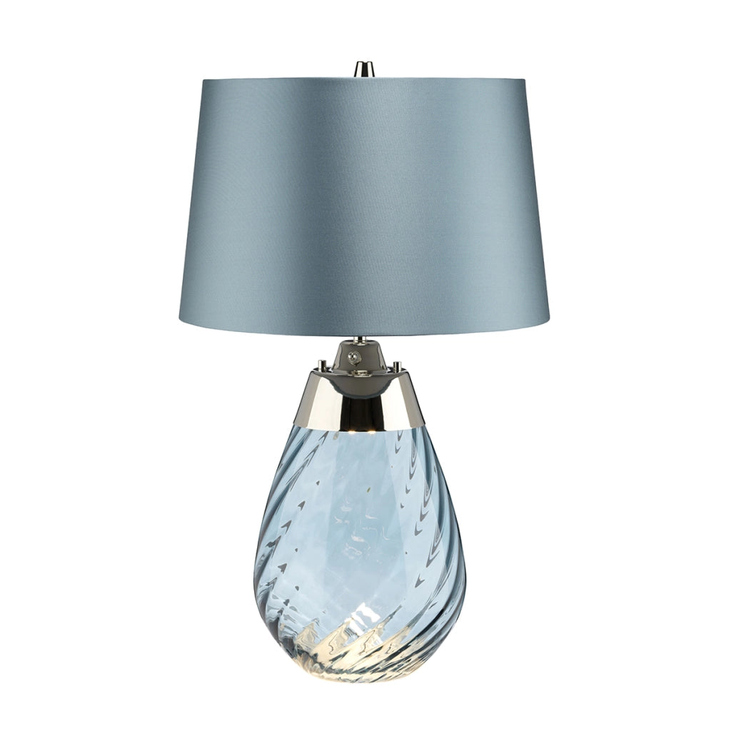Lampada da tavolo Lena blu vetro, paralume 60cm E27 Elstead