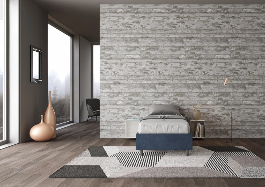 Letto Singolo Sommier 80x200 cm con Rete e Contenitore Azelia Blu