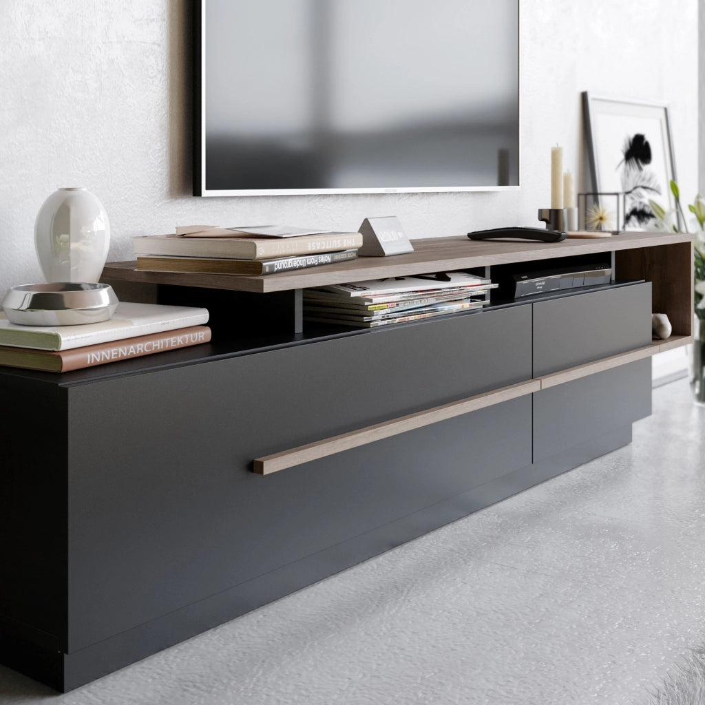 Porta TV in legno "Basak" - 180 x 40 x 46 cm - Nero