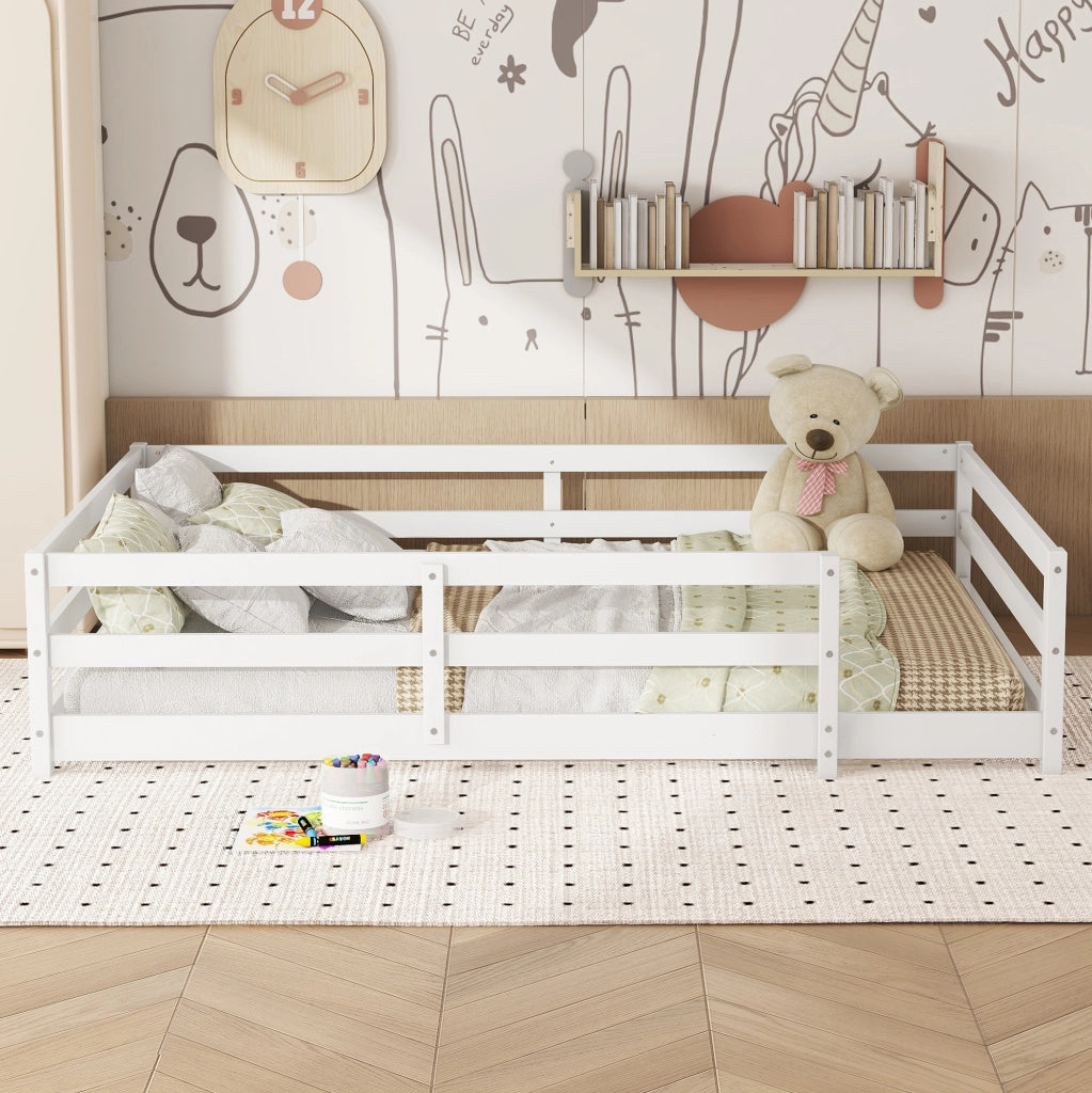 Letto Montessori per bambini 140x200 cm in pino bianco