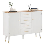 Credenza Acute, Buffet da soggiorno, Madia da salotto, Dispensa da cucina, 117x37 h90 cm, Bianco e Marrone