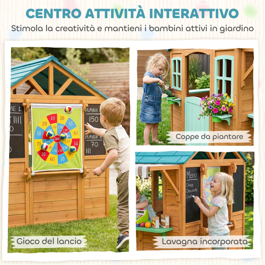 Casetta da Giardino per Bambini con Lavagna e Accessori ¨C Zephmum ¨C Grigio