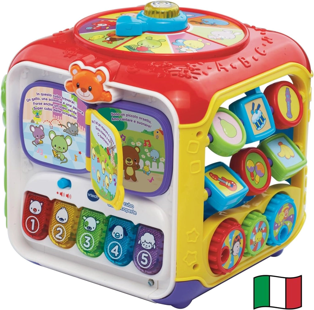 VTech Super Cubo delle Scoperte, Cubo con Giochi Educativi per Bambini, Giocattolo con Forme e Pianoforte, Gioco Interat