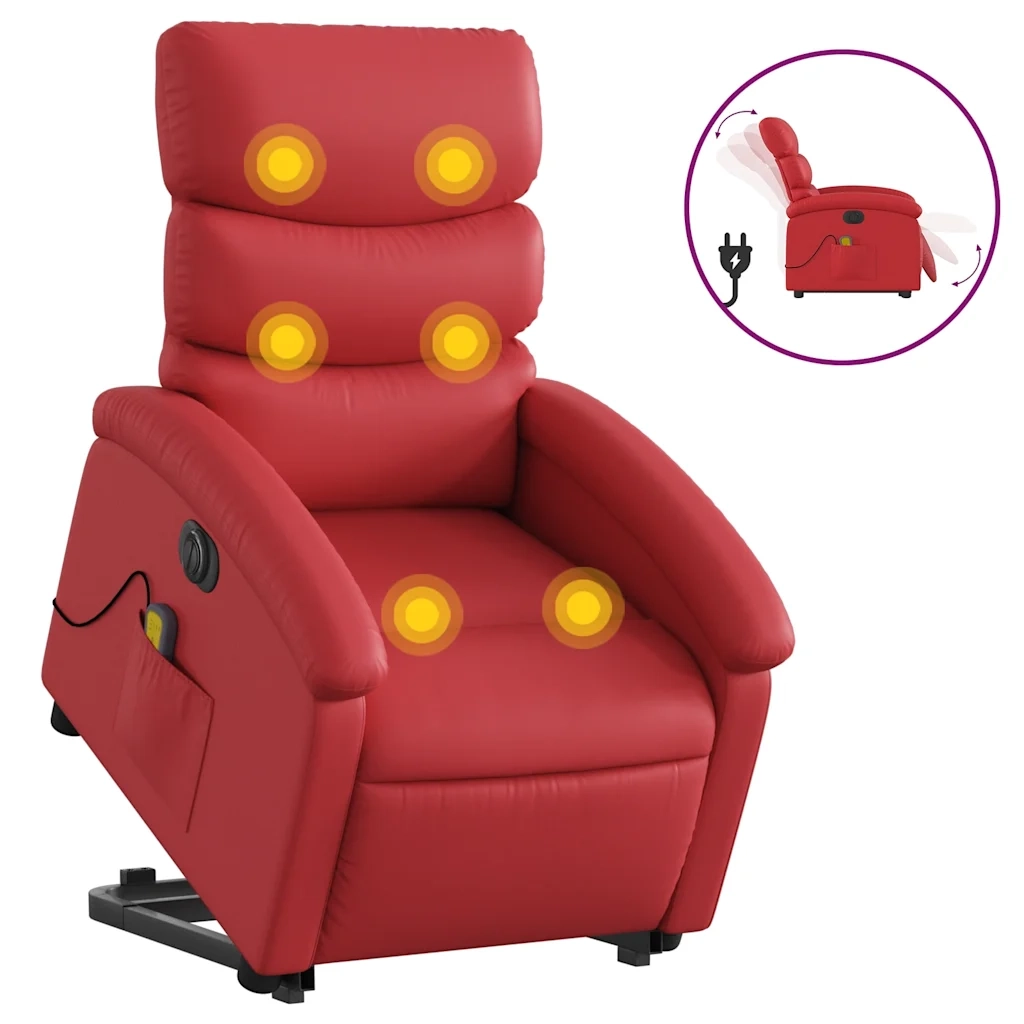 Poltrona Alzapersona Reclinabile Elettrica Rossa in Similpelle 3204066
