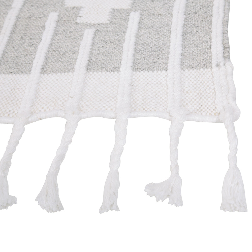 Tappeto grigio e bianco 160 x 230 cm Materiale sintetico Stile indiano per interni e per esterni