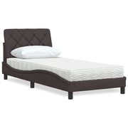 Letto con Materasso Marrone Scuro 90x190 cm in Tessuto