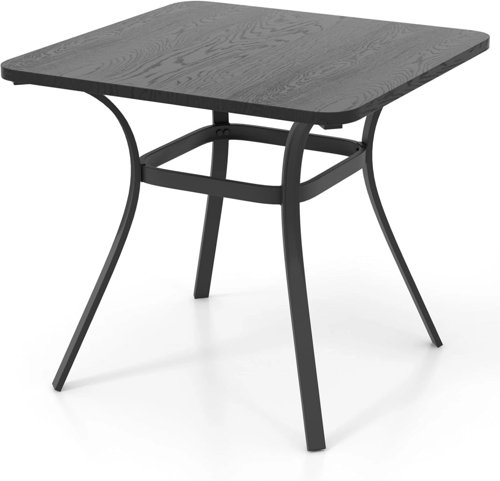 Tavolo da giardino 80 x 80 cm, quadrato in Metll con 4 gambe curve, tavolo da pranzo per 4 persone, tavolino per cortile e esterni