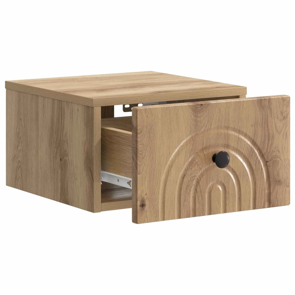 Mobiletto da notte a muro con cassetto 2 pcs Rovere Artigianale