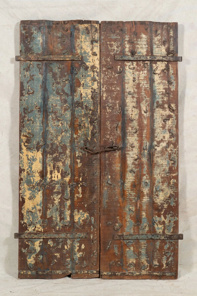 Biscottini Porta portone in legno massello e ferro da interno o da esterno vecchia e antica medievale scorrevole