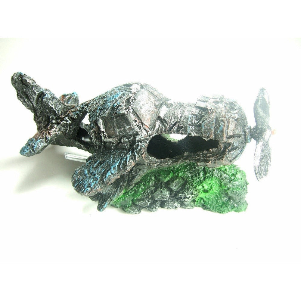 Trade Shop - Decorazione Per Acquario Rottame Aereo Con Elica Resina Pesci Acqua Ornamento -