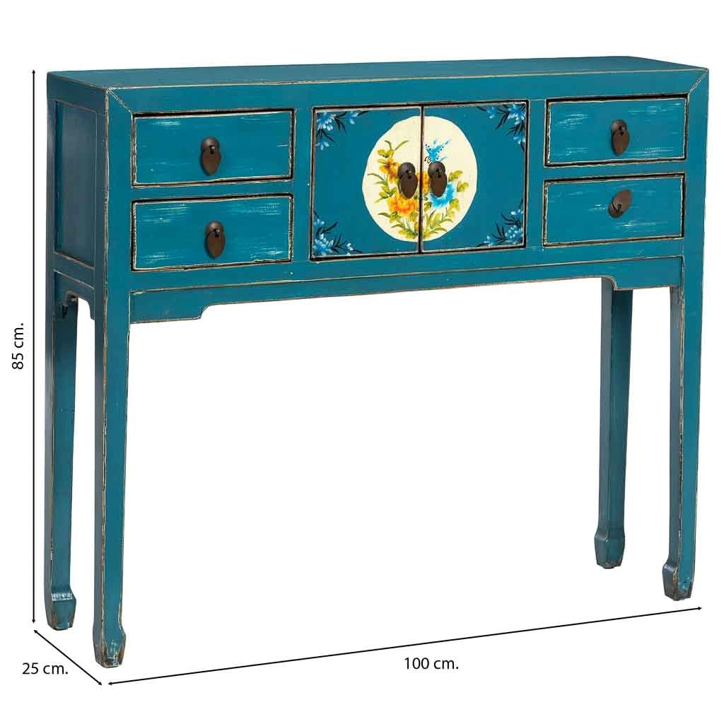 Mobile da ingresso in legno blu 100x25x85h cm