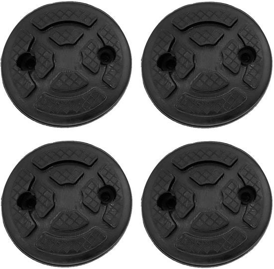 Pompa di gomma - 4 pezzi - Dampening vibrazioni - Laboratori meccanici - Riparazione autoveicoli - Nero - Diametro 120 mm, Spessore 30 mm - Piattaforma di sollevamento