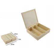Trade Shop - Portaposate Porta Posate Contenitore 3 Posti In Legno Stoviglie 27x25x7cm 74023a -