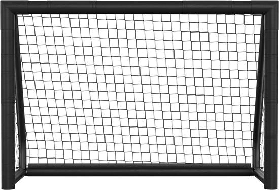 Obiettivo da calcio nero 180 x 120 x 60 cm comprensivo di rete di stoffa, pompa a aria e ancore per terra