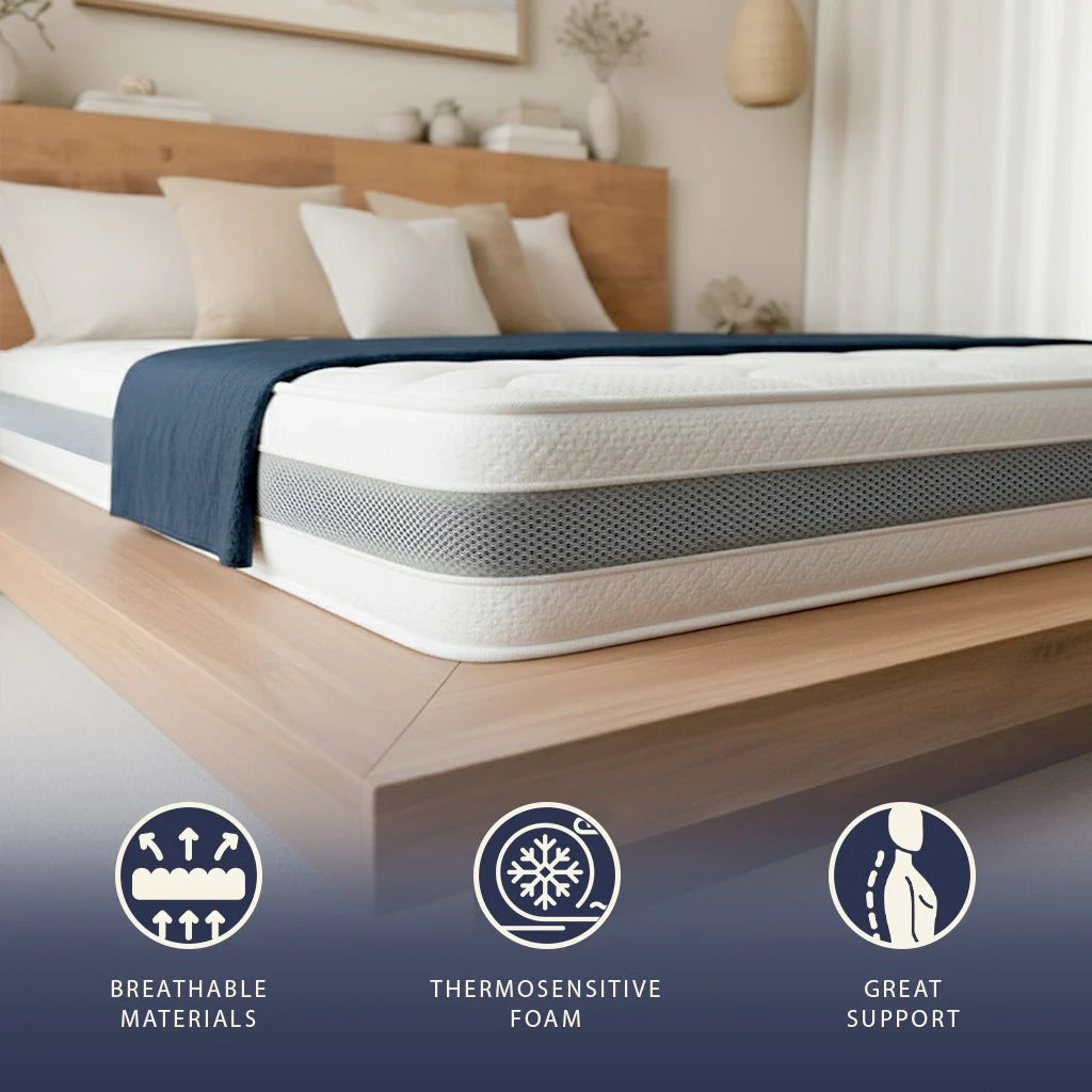 Materasso Singolo 90x190 Waterfoam Termosensibile | Alta Rigidità, Traspirante e Anallergico | Comfort Stabile e Sostegno Ergonomico | Pratico Imballaggio Sottovuoto