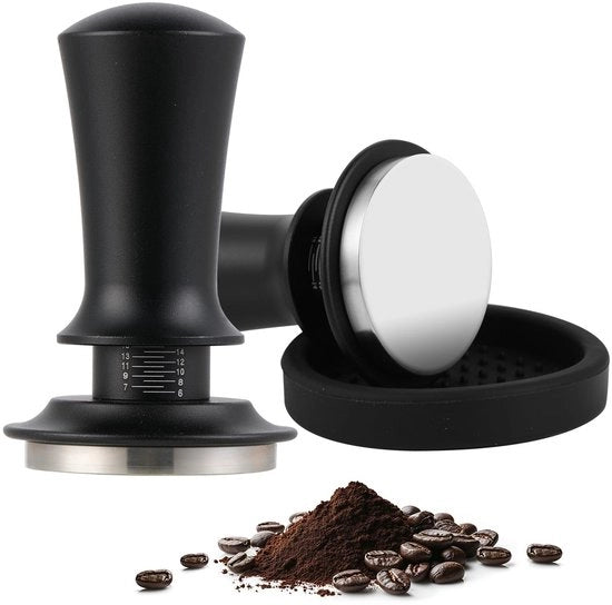 Tamper per caffè in acciaio inossidabile con 30 lbs di pressione di contatto Tamper con meccanismo elastico integrato per portafiltro (53mm)