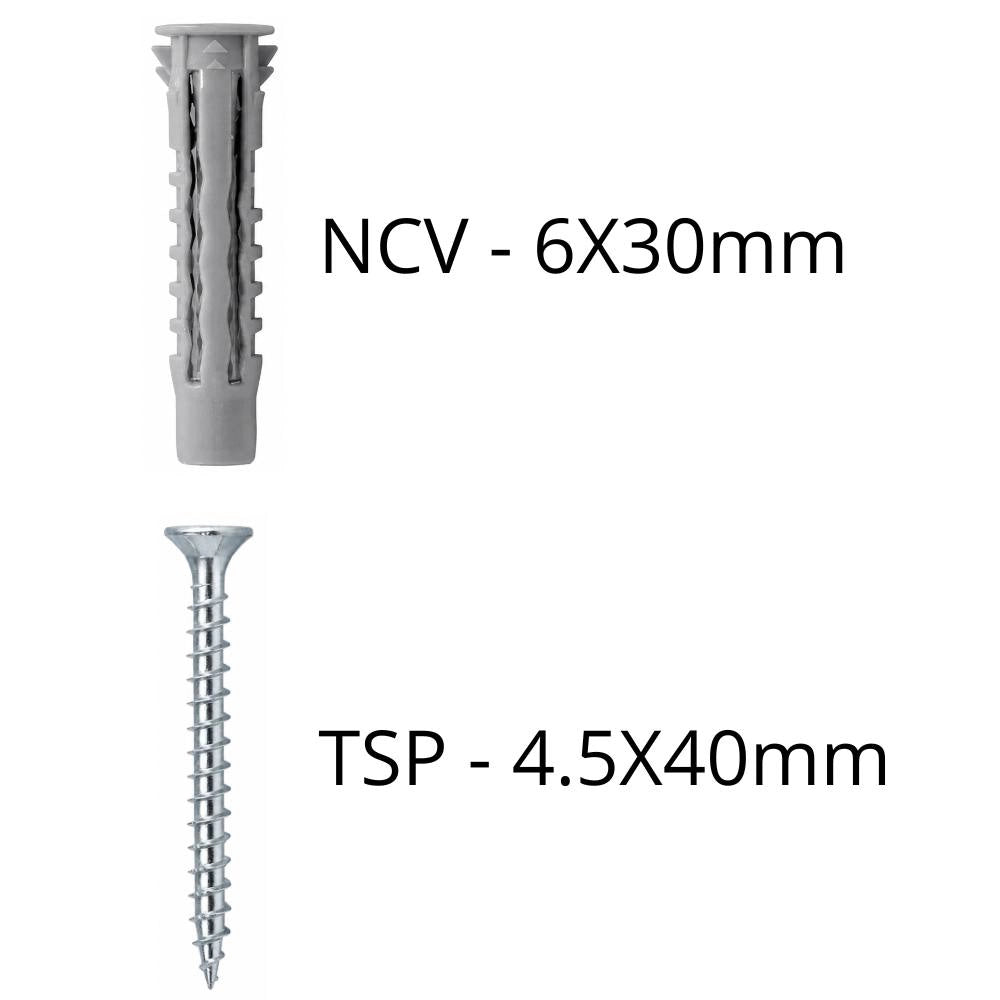 Tasselli universali in nylon ncv 6x30 con vite tsp 4,5x40 confezione 100 pz