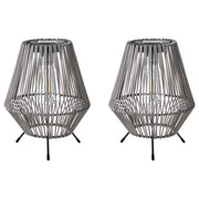 Set di 2 lanterne LED Grigio Materiale sintetico A basso consumo energetico Ferro Pannello solare Per interni ed esterni Stile industriale