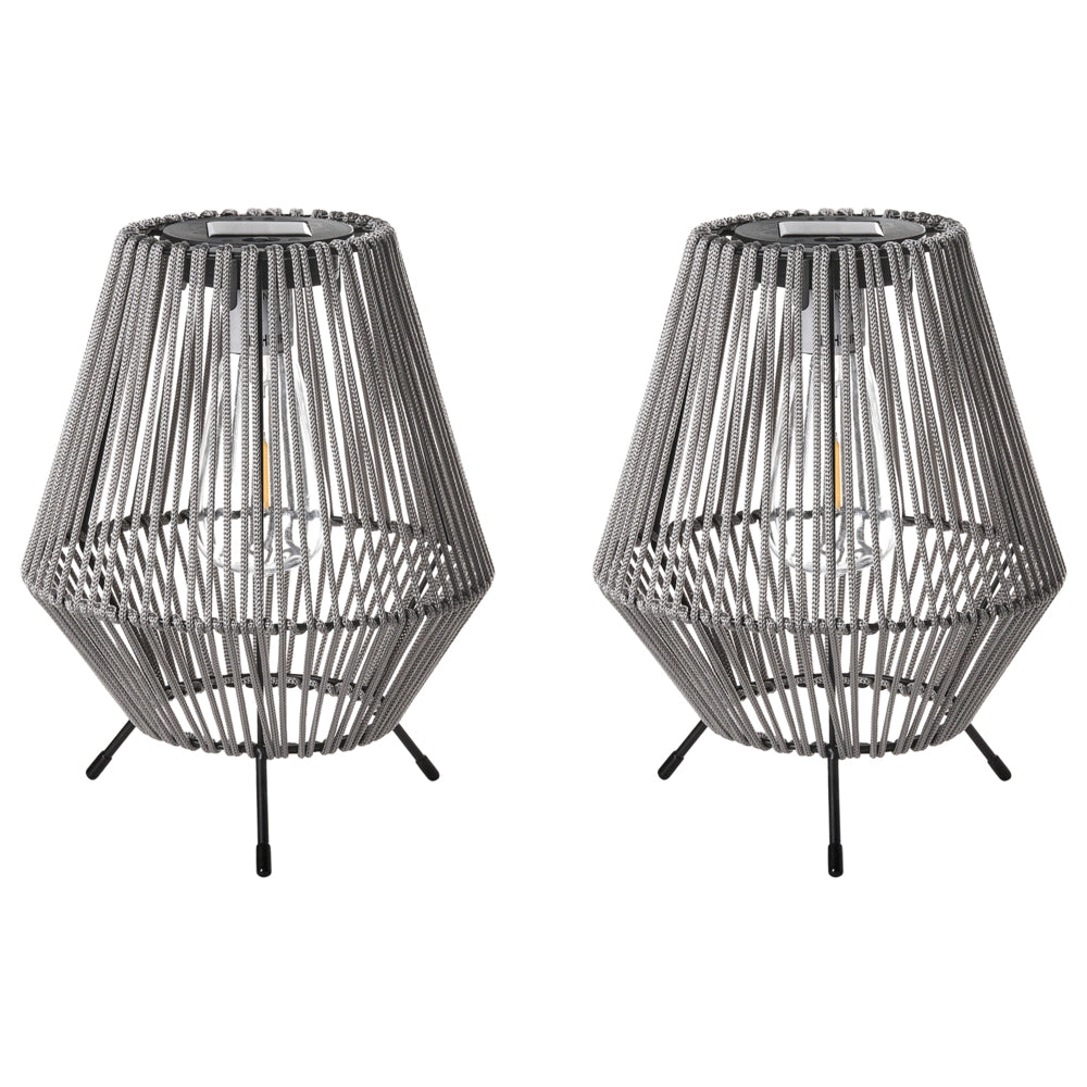 Set di 2 lanterne LED Grigio Materiale sintetico A basso consumo energetico Ferro Pannello solare Per interni ed esterni Stile industriale