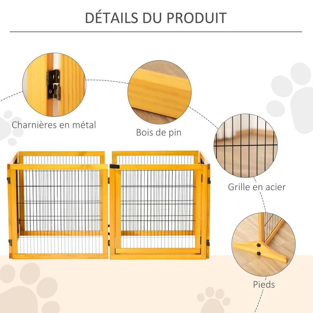 Barriera per cani pieghevole 6 pannelli ¨C zephmum ¨C giallo 432x36x70 cm