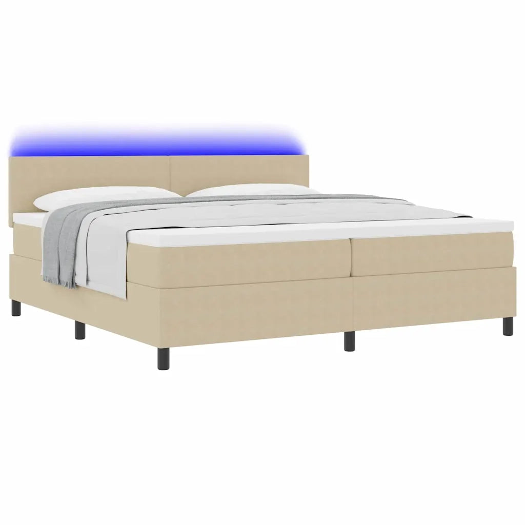 Letto a Sorgente LED Grigio chiaro e bianco 200 x 200 cm 3337618