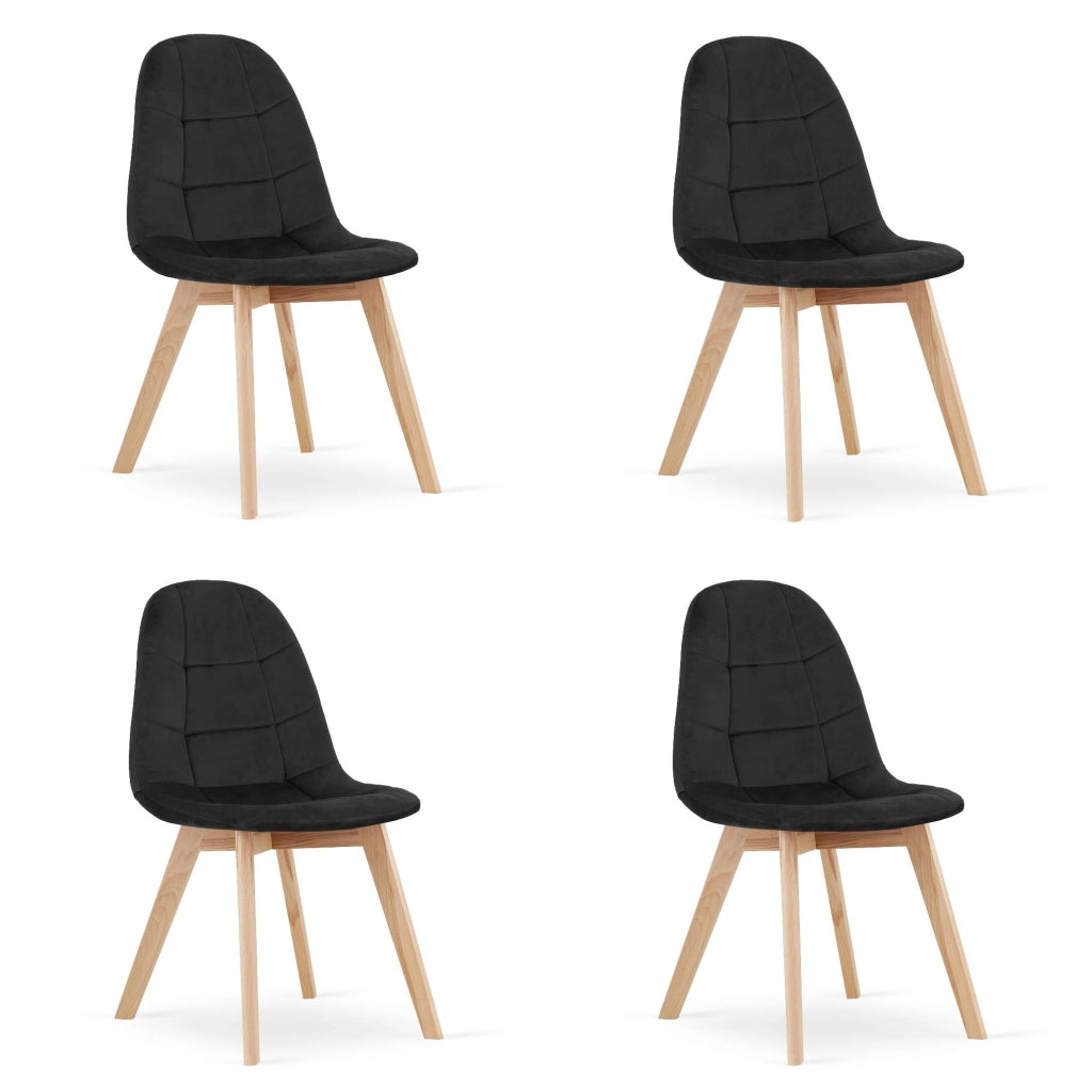 Sedia Valora NUUC in velluto nero, design ergonomico x4