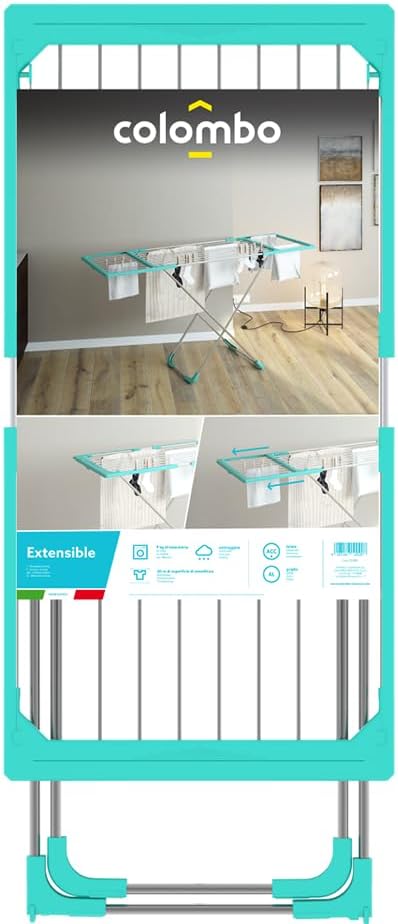 Stendino Stendibiancheria Estensibile 176x56x88 20 metri di stenditura COLOMBO