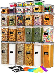 Set di contenitori a chiusura ermetica 28 pz, resistenti all'aria, BPA-free, contenitori trasparenti per la conservazione di alimenti, per la cucina, la dispensa, l'organizzatore e la conservazione, in plastica, organizzatore per la dispensa