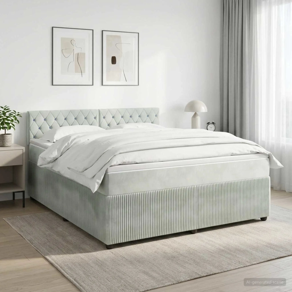 Letto box spring con materasso Grigio Chiaro 160 x 200 cm 3451703