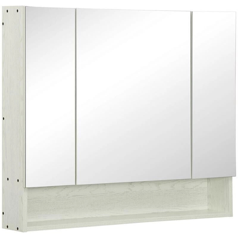 ARMADIETTO A SPECCHIO PER BAGNO CON RIPIANI REGOLABILI 3 PORTE 90X15X75CM