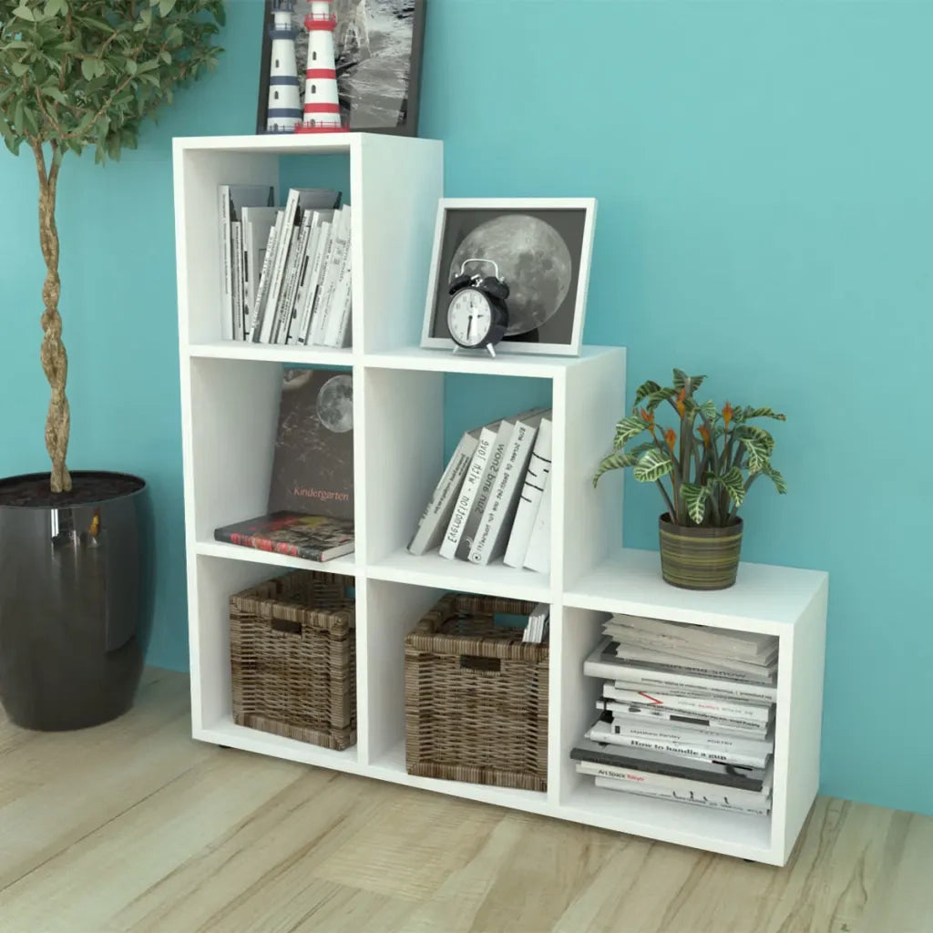Libreria-Scaffale per Libri-Mobile di Stoccaggio Scalare / Scaffale Espositore 107 cm Bianco