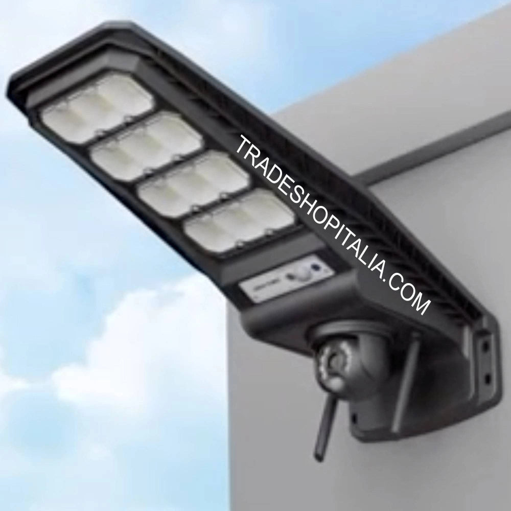 Trade Shop - Lampione Solare Sensore Di Movimento E Telecomando Con Telecamera Ip Integrata -