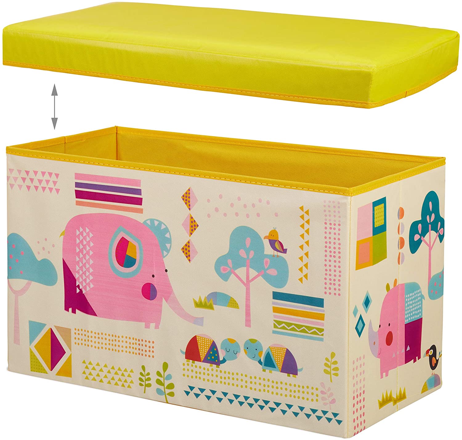 Sgabello contenitore per giocattoli, pouf portaoggetti per bambini giallo 13_0002763_2