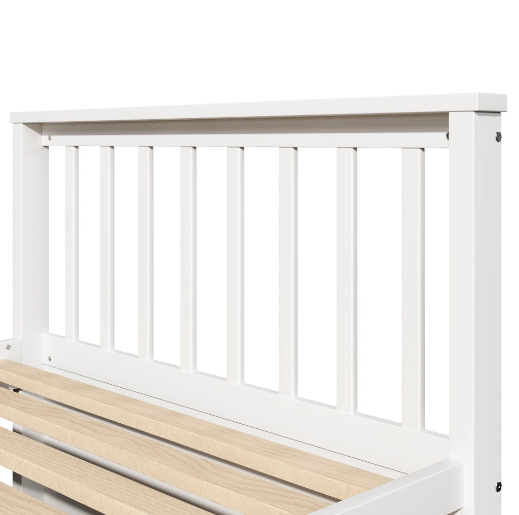 Letto singolo con letto estraibile e 3 cassetti 90x200 cm in legno di pino e MDF bianco
