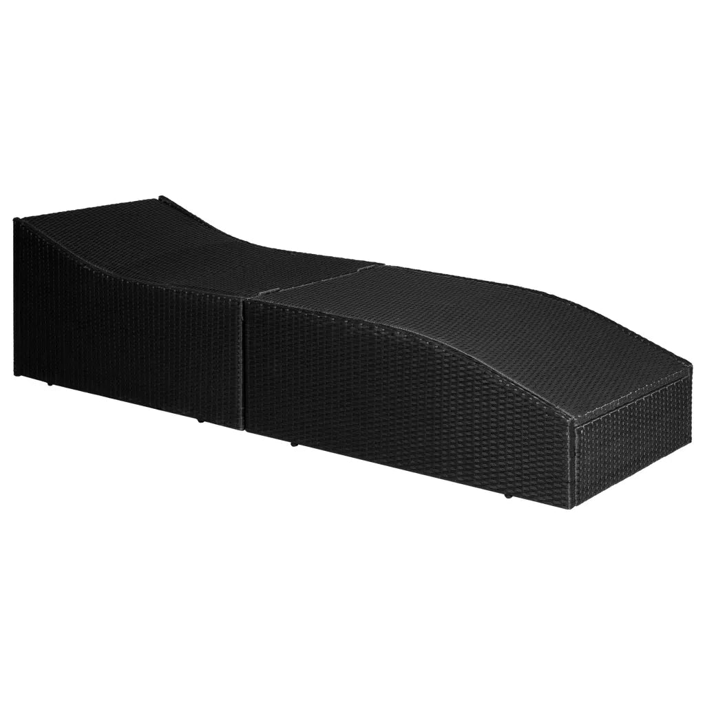 Sdraio da giardino | Lettino con Cuscino in Polyrattan Nero