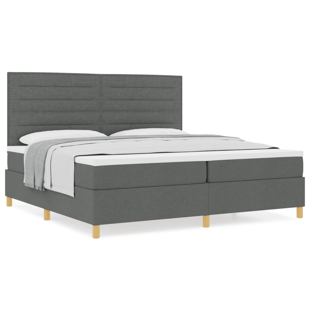 Letto con Rete a Molle Grigio Scuro 200x200 cm Tessuto