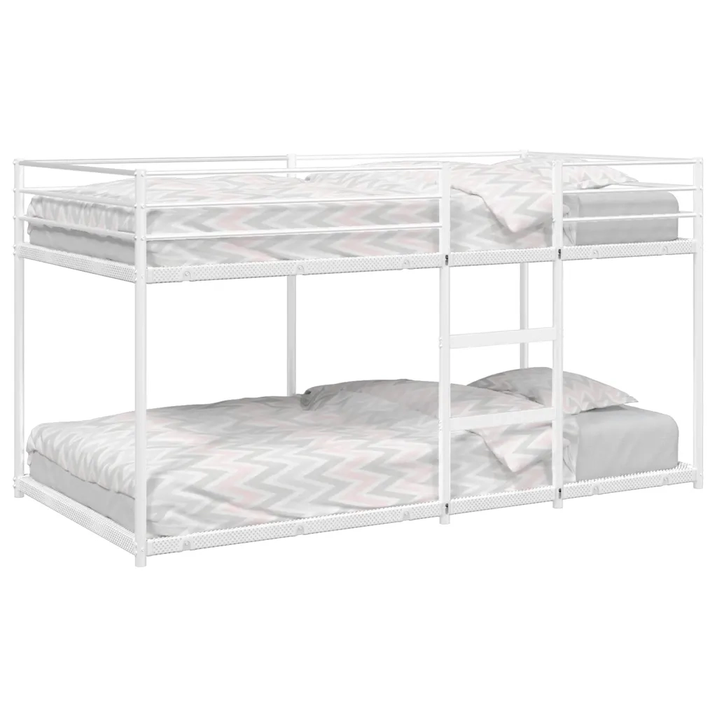 Letto a Castello senza Materasso-Struttura Letto a Castello Bianco 100x200 cm in Acciaio 642677