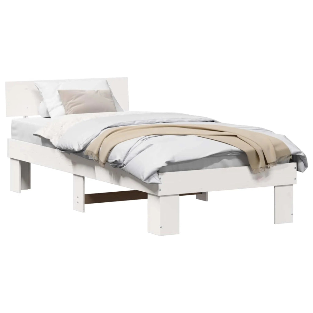 Struttura del letto Bianco 75 x 190 cm Pino massello 872594
