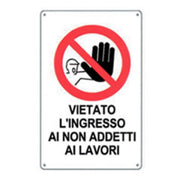 Cartello vietato l accesso ai no n addetti ai lavori 20x30 b08lr1