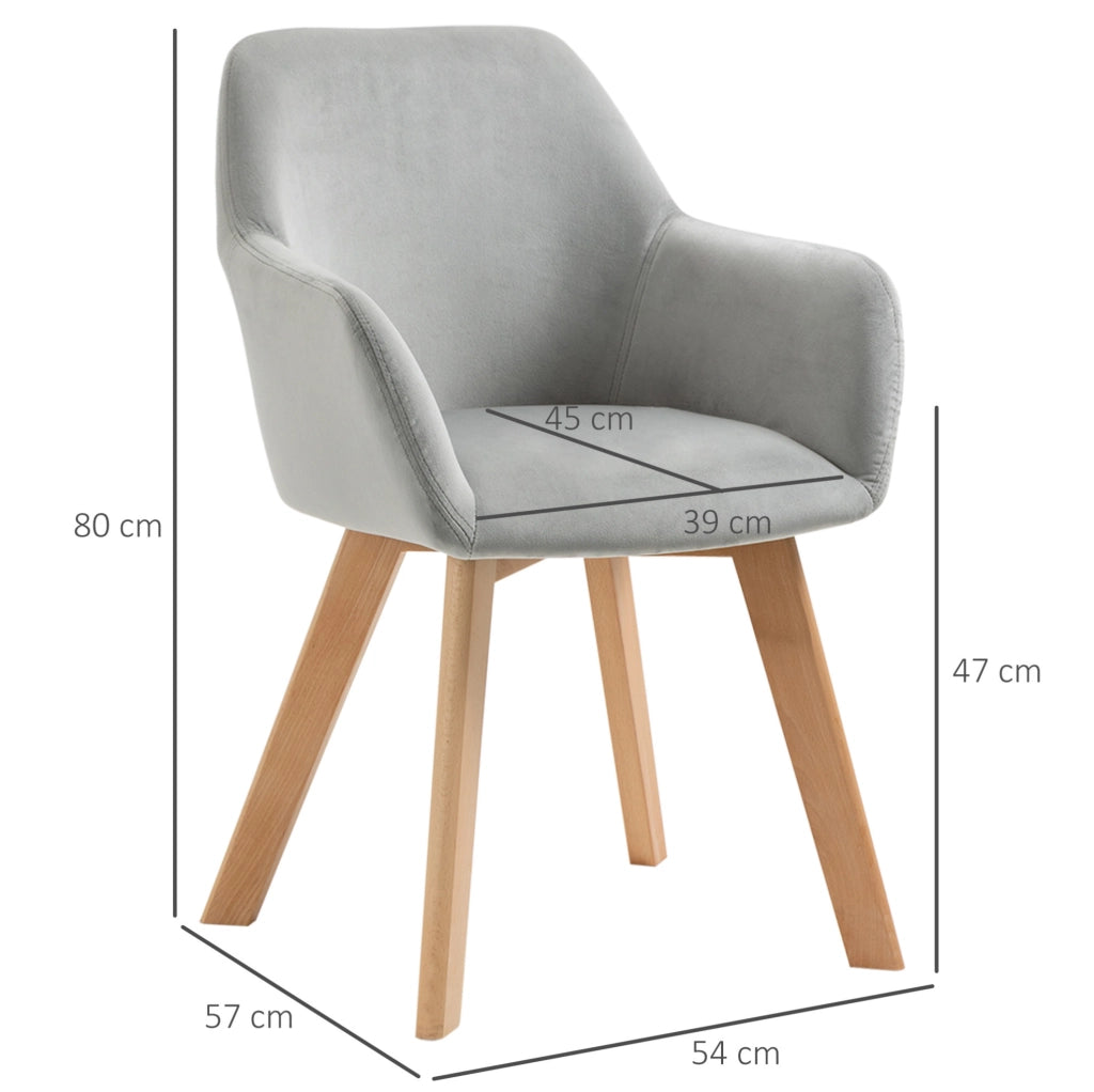 Set di 2 sedie grigie 54x57x80 cm con braccioli