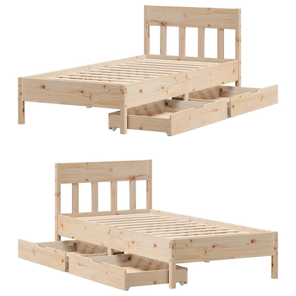 Letto senza Materasso 90x190 cm in Legno Massello di Pino 3301887