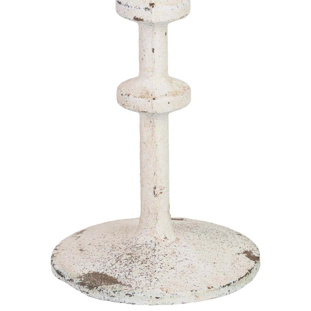 Candelabro in metallo bianco, 8,5x8,5x23 cm (altezza)