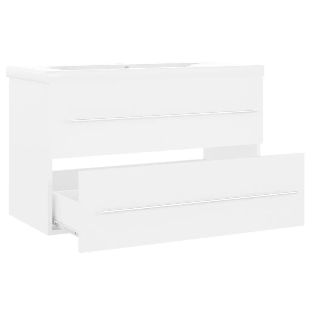 Mobile con Lavabo | Armadio Lavabo Integrato Bianco in Legno Multistrato